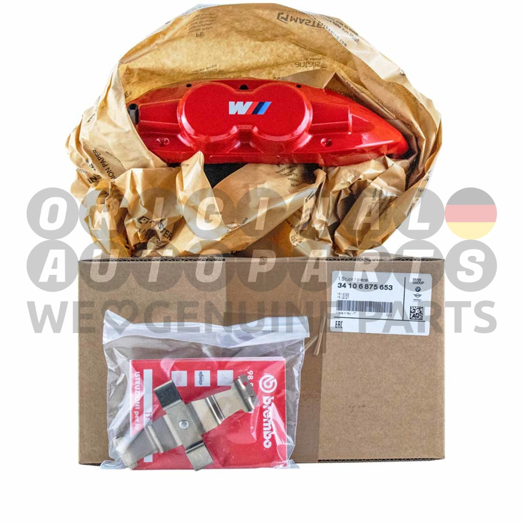 Genuine BMW M Performance Brake Caliper front left red 4-pot 1' F20 F21 2' F22 F23 3' F30 F31 F34 4' F32 F33 F36 34106875653